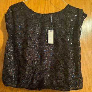Anthropologie Lace Sequin Bubble Blouse